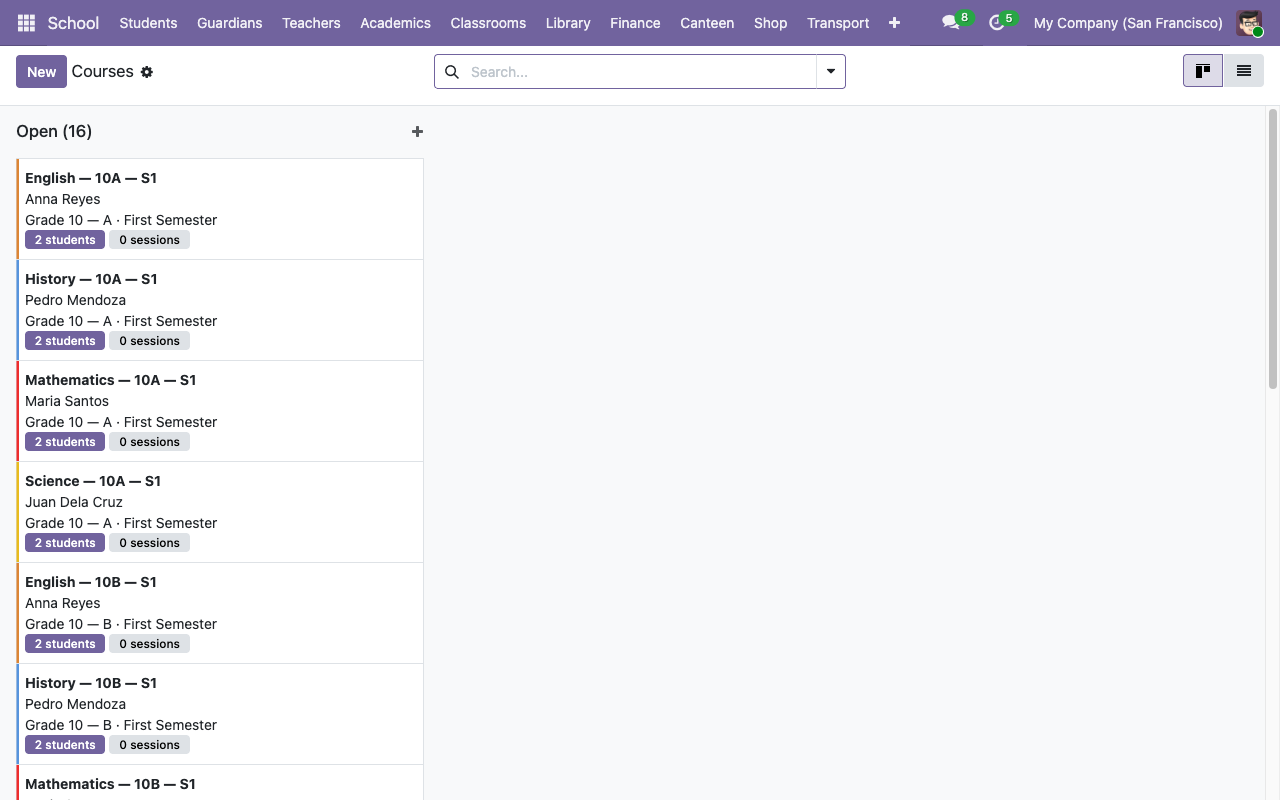 Courses kanban